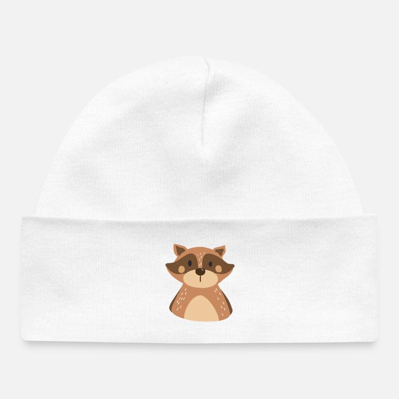 Illustration d'un raton laveur tout mignon - Bonnet bébé bio - blanc