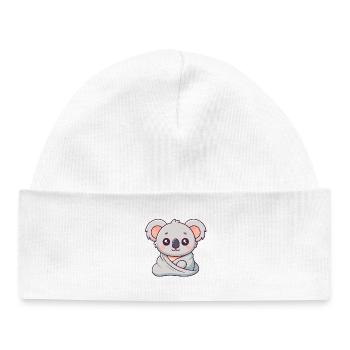 Cuddly Koala in Pastel Wrap - Baby Organic Beanie - white - Front