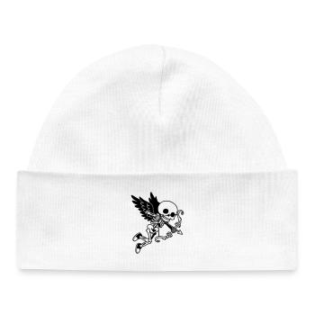 Cupidon Squelette aux ailes noires - Bonnet bébé bio - blanc - Devant