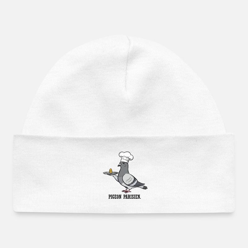 Pigeon Parisien Chef de Cuisine - Bonnet bébé bio - blanc