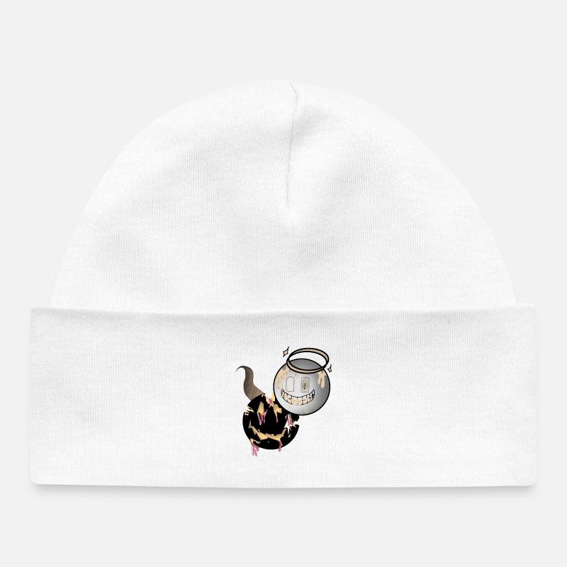 Faces fondantes : Ange et Diable Design - Bonnet bébé bio - blanc