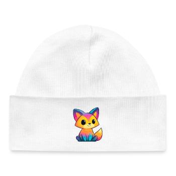 Rainbow Fox Cartoon - Baby Organic Beanie - white - Front