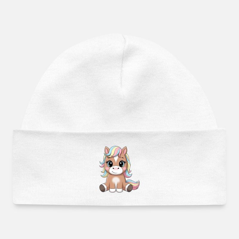 Dessin animé Pastel Pony câlin - Bonnet bébé bio - blanc
