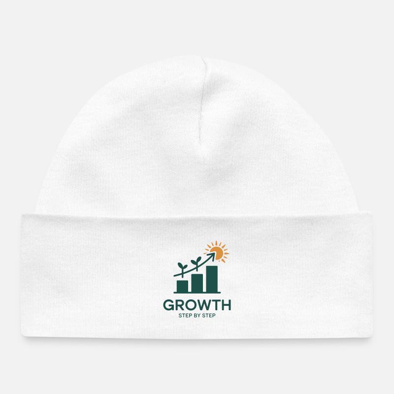 Growth Step by Step – Success & Growth - Baby Organic Beanie - white