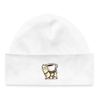 Coffee Llama Carrying Design - Baby Organic Beanie - white - Front