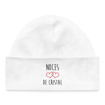 Crystal Wedding 15 Years of Marriage - Baby Organic Beanie - white - Front