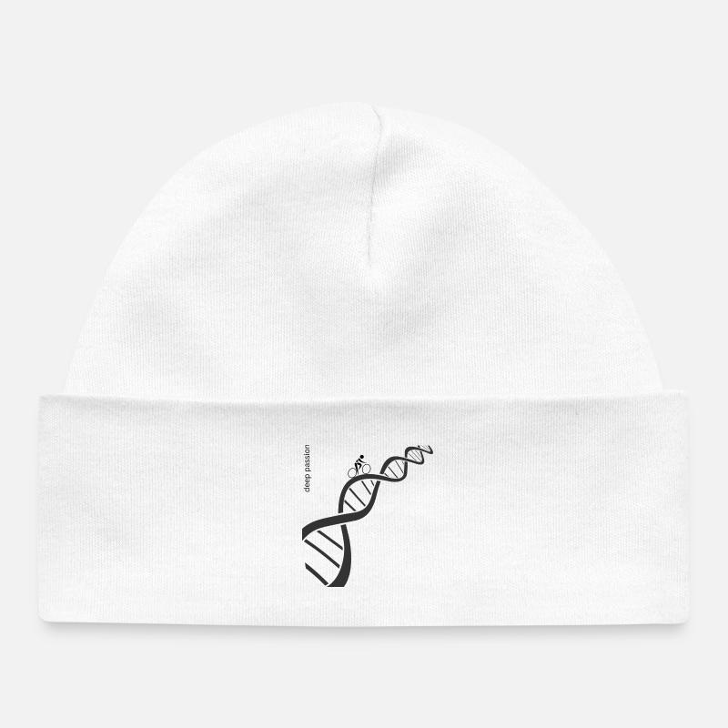 Cycliste passionné de course sur la double hélice à ADN - Bonnet bébé bio - blanc