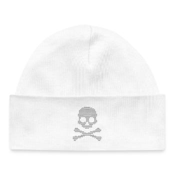 Crâne étoilé et os croisés - Bonnet bébé bio - blanc - Devant