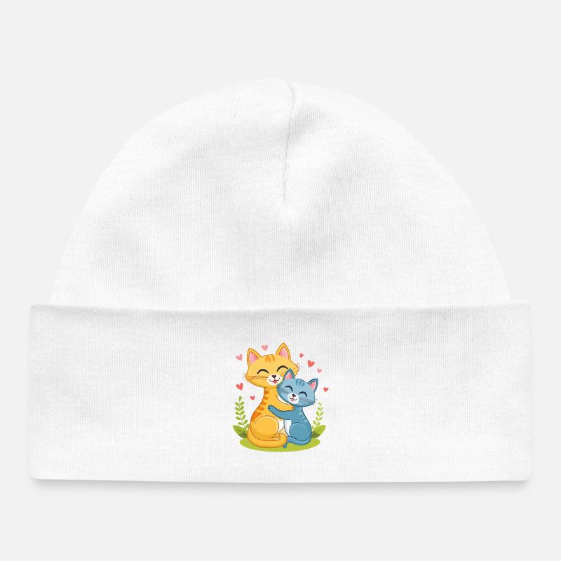 Petit chaton câlin - Bonnet bébé bio - blanc