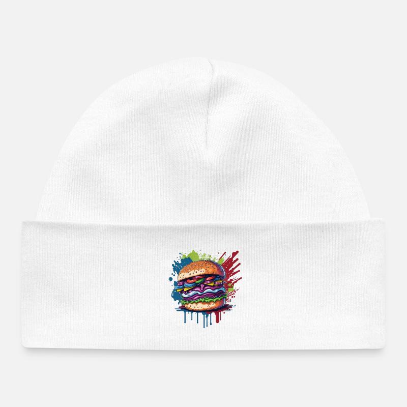 Burgers - Hamburgers - Restauration rapide - Bonnet bébé bio - blanc