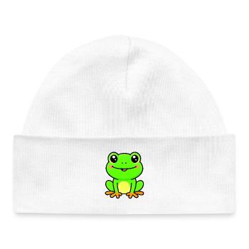 Charme de grenouille citron vert brillante - Bonnet bébé bio - blanc - Devant