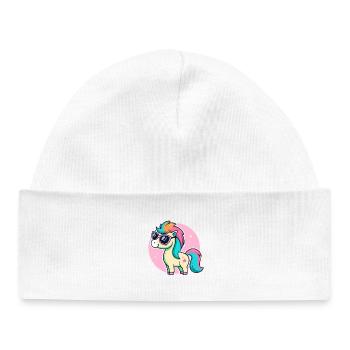 Rainbow Pony Glam Glasses - Baby Organic Beanie - white - Front