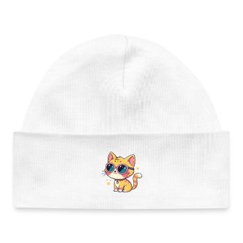 Kawaii cat pastel pink glasses - Baby Organic Beanie - white - Front
