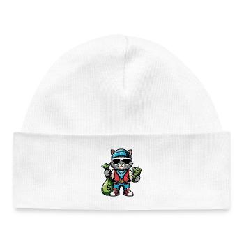 Cat with money and sunglasses - Baby Organic Beanie - white - Front