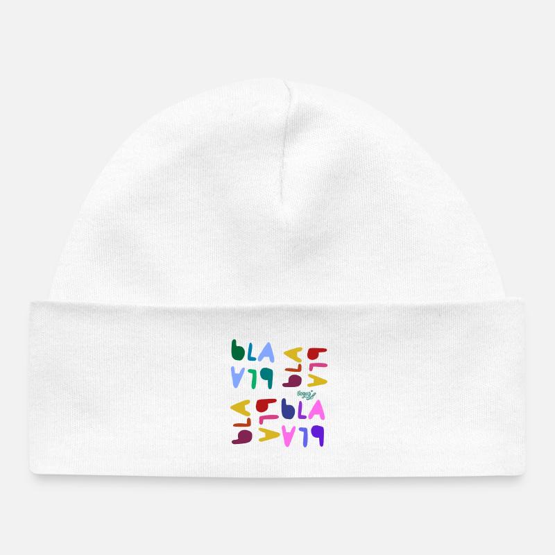 Bla blah blah - Baby Organic Beanie - white