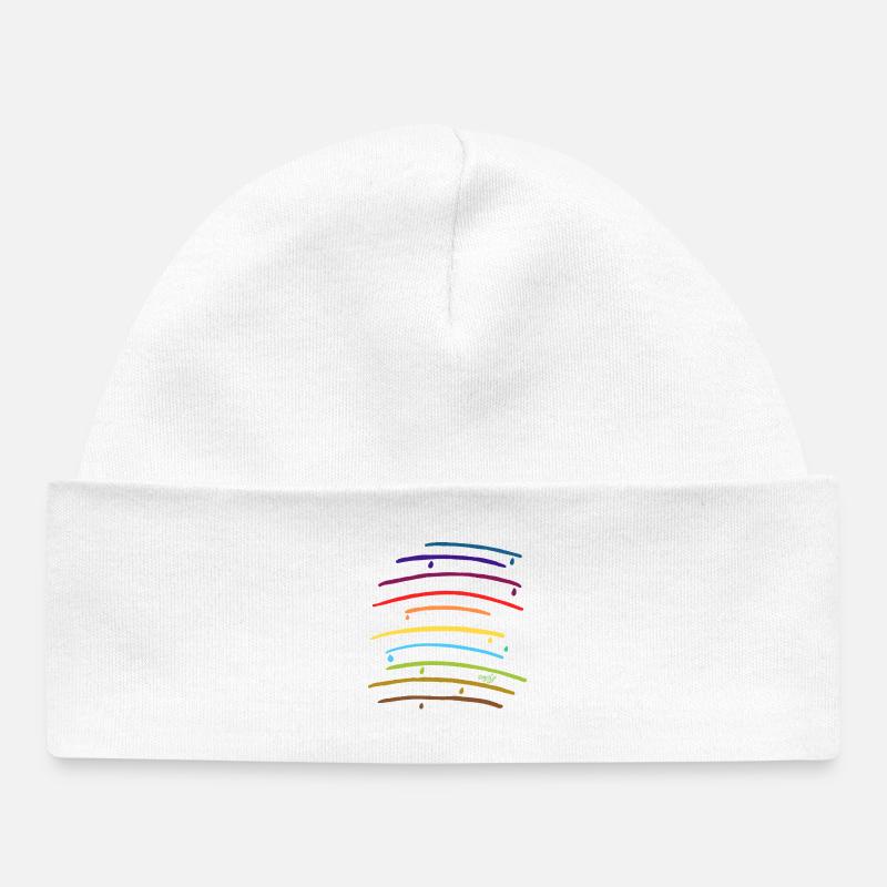 Rainbow arches with drops - Baby Organic Beanie - white