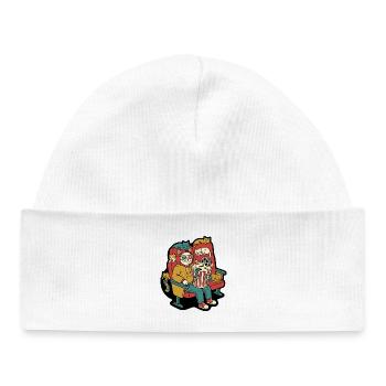 Cat Cinema Popcorn Lounge - Baby Organic Beanie - white - Front