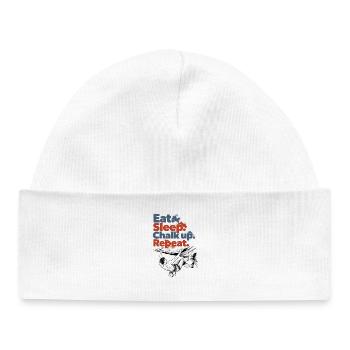 Escalade, bloc, mange, dort, recommence, recommence. - Bonnet bébé bio - blanc - Devant
