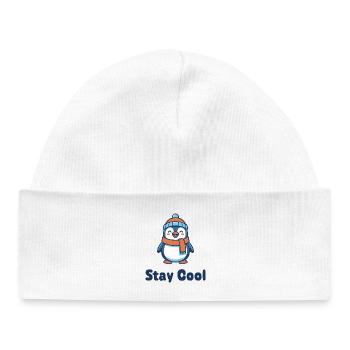 Stay Cool Penguin Shirt – Cute Winter Design - Baby Organic Beanie - white - Front