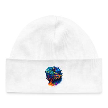 Bartagame Geometrischer Stil Low Poly Blau - Baby Organic Mütze - Weiß - Vorne