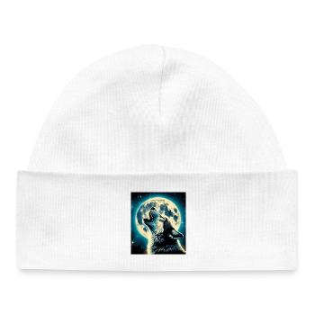 Wolf howls at the Full Moon - Baby Organic Beanie - white - Front