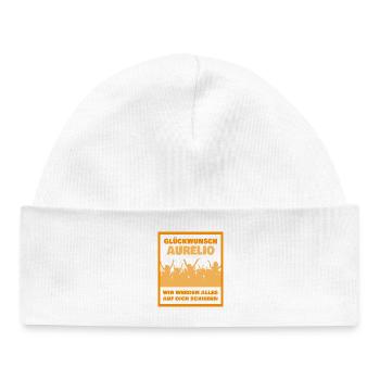 Glückwunsch Aurelio JubelCrowd - Baby Organic Mütze - Weiß - Vorne