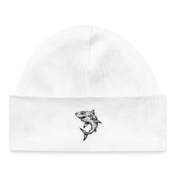 Shark Geometric - Modern Shark Sketch Design - Baby Organic Beanie - white - Front