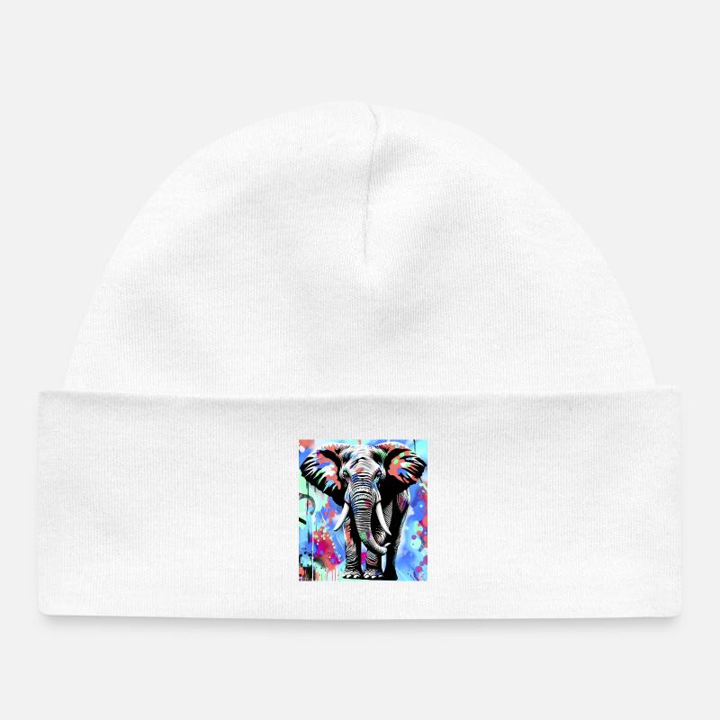 elephant - Baby Organic Beanie - white