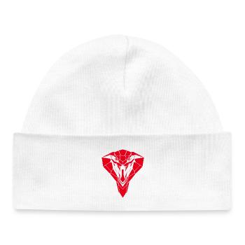 Tête de serpent géométrique rouge - Bonnet bébé bio - blanc - Devant