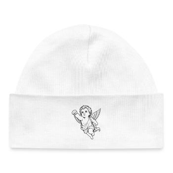 Motif du poing ange du chérubin volant - Bonnet bébé bio - blanc - Devant