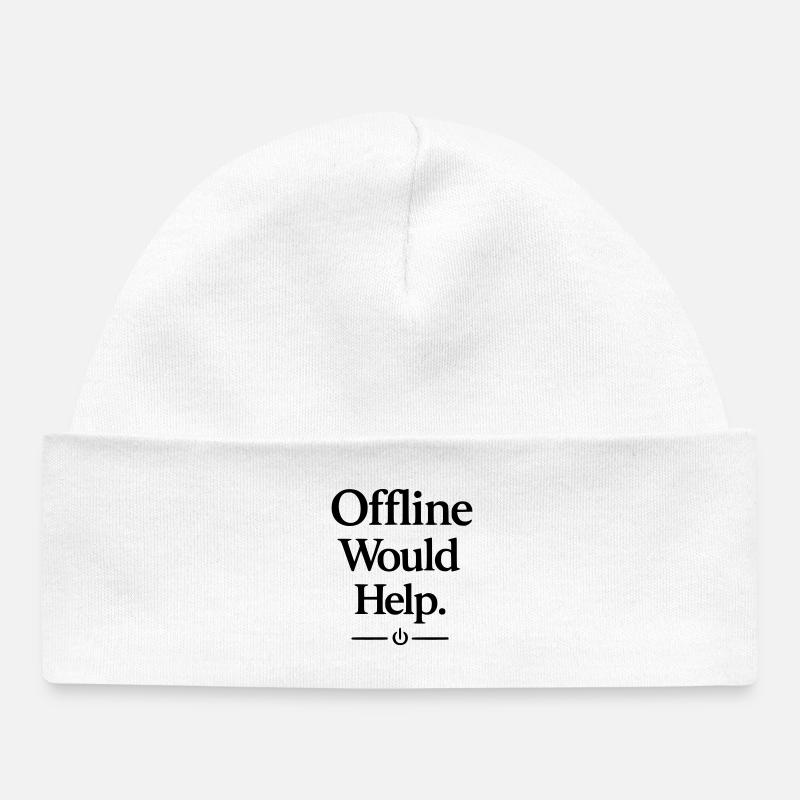 Offline Would Help - Baby Organic Beanie - white