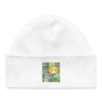 Bali temple on pattern patchwork - Baby Organic Mütze - Weiß - Vorne