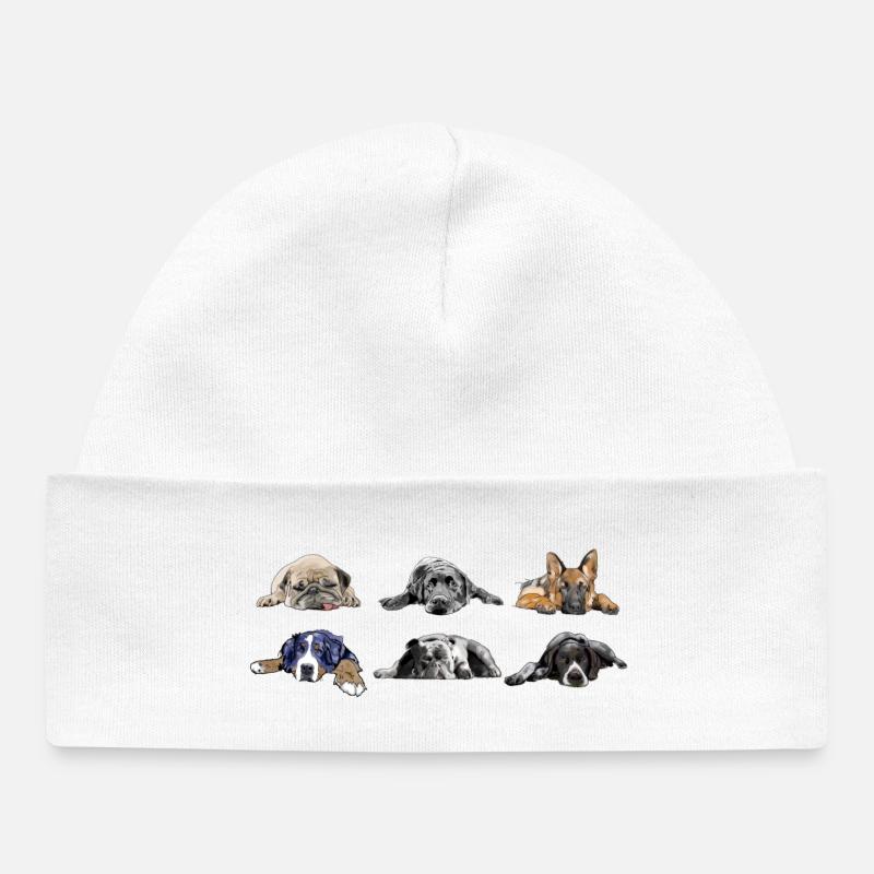 Mops Labrador Schäferhund Berner Bulldog Pointer - Baby Organic Mütze - Weiß