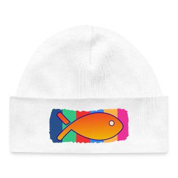 FISH. SARDINE. FISH. APRIL FOOL. SEA - Baby Organic Beanie - white - Front