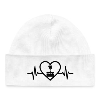 Heart Birthday 18 Years Cake - Baby Organic Beanie - white - Front