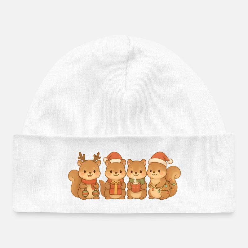 Enfants Écureuil Garçons Filles Mignons Weihn - Bonnet bébé bio - blanc