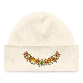 Vrille de fleur - Bonnet bébé bio - blanc - Devant