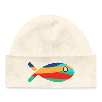 FISH. SARDINE. APRIL FOOL. SEA. OCEAN - Baby Organic Beanie - white - Front