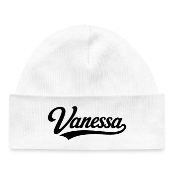 Vanessa name first last family - Baby Organic Beanie - white - Front