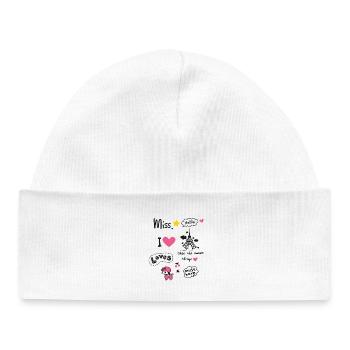 badges paris pink girl love scribble miss cute LOL - Bonnet bébé bio - blanc - Devant