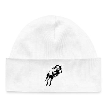 jumping horse - Baby Organic Beanie - white - Front
