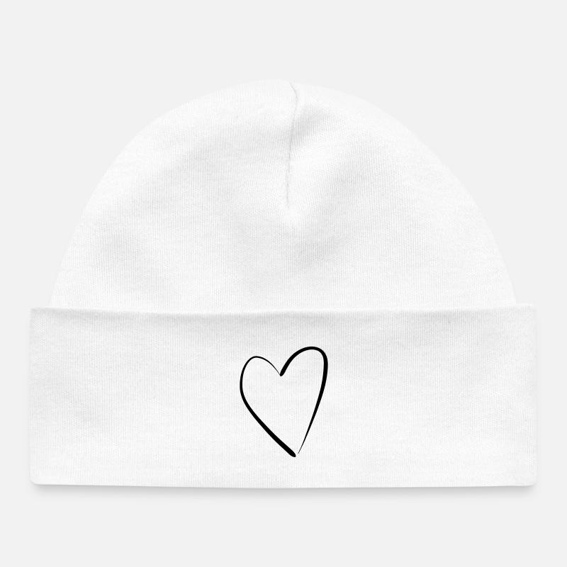 Heart - Baby Organic Beanie - white