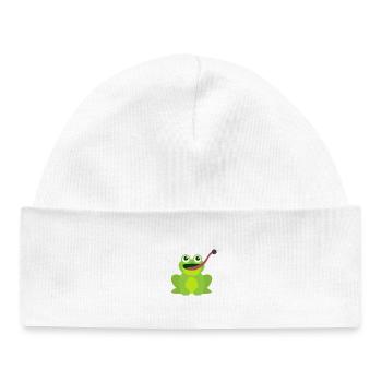 lustig Tiermotiv Kindershirt Frosch fängt Fliege - Baby Organic Mütze - Weiß - Vorne