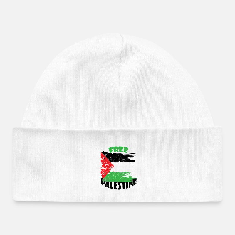 free palestine - Bonnet bébé bio - blanc
