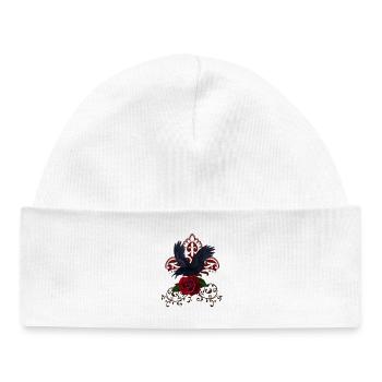 Wonderful raven with rose - Baby Organic Beanie - white - Front