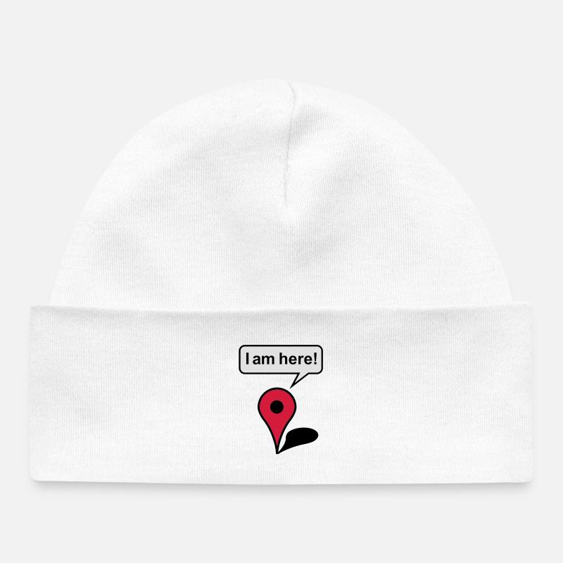 I am here! Google Maps - Baby Organic Beanie - white