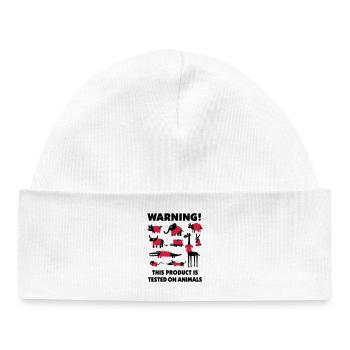 Warning this product is tested on animals 3Clr - Baby Organic Beanie - white - Front