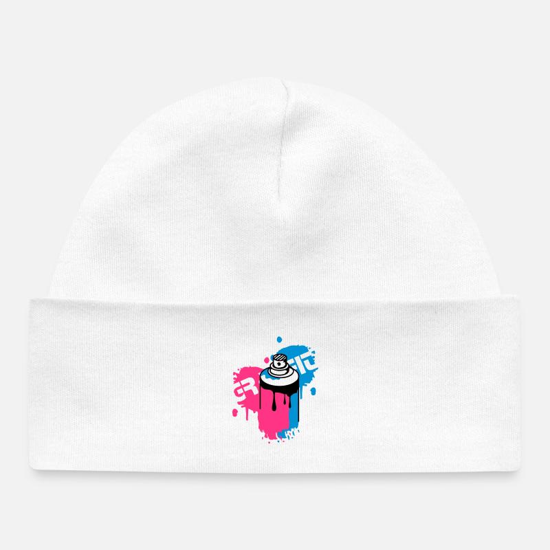 graffiti bombe aérosol - Bonnet bébé bio - blanc