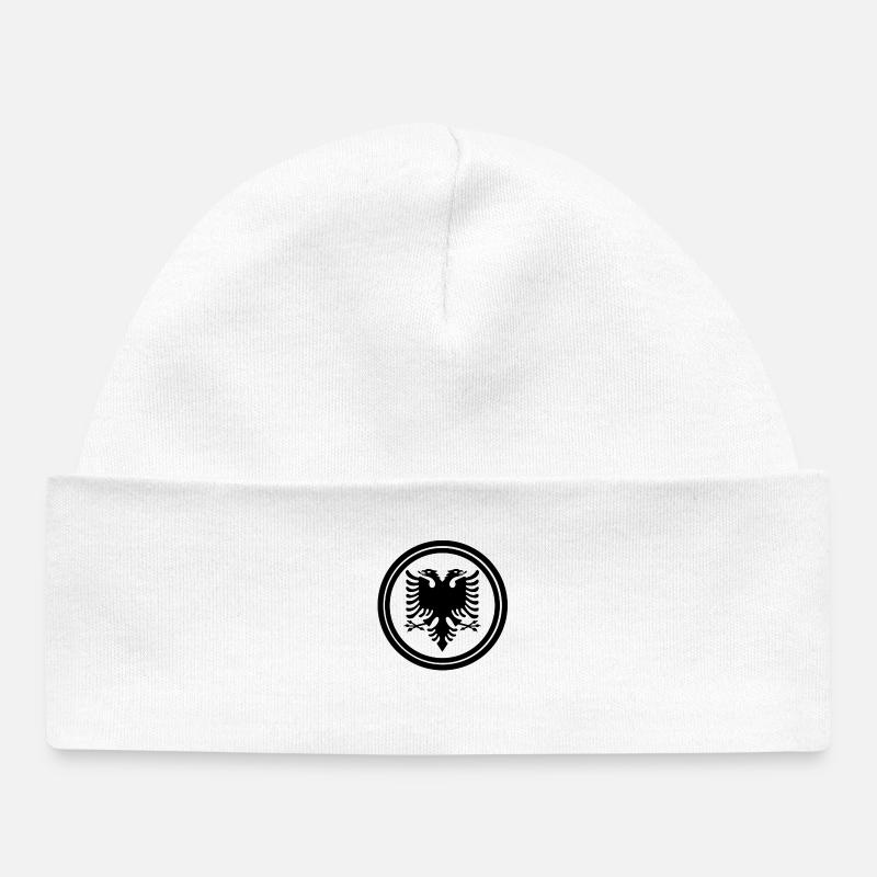 Drapeau de l’Albanie « Aigle albanais » - Bonnet bébé bio - blanc
