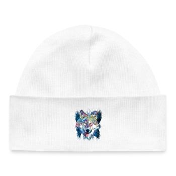 Polygon Wolf - Beautiful grey wolf in blue - Baby Organic Beanie - white - Front